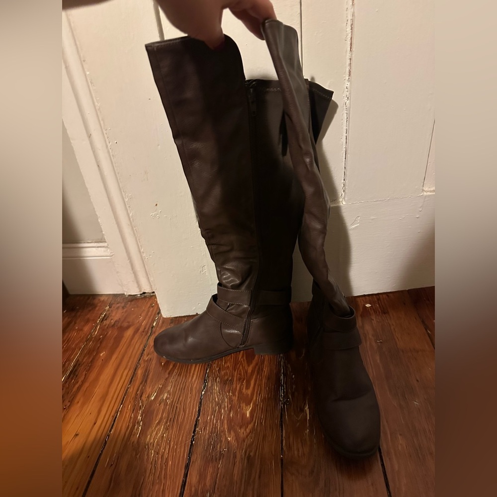 Brown leather boots